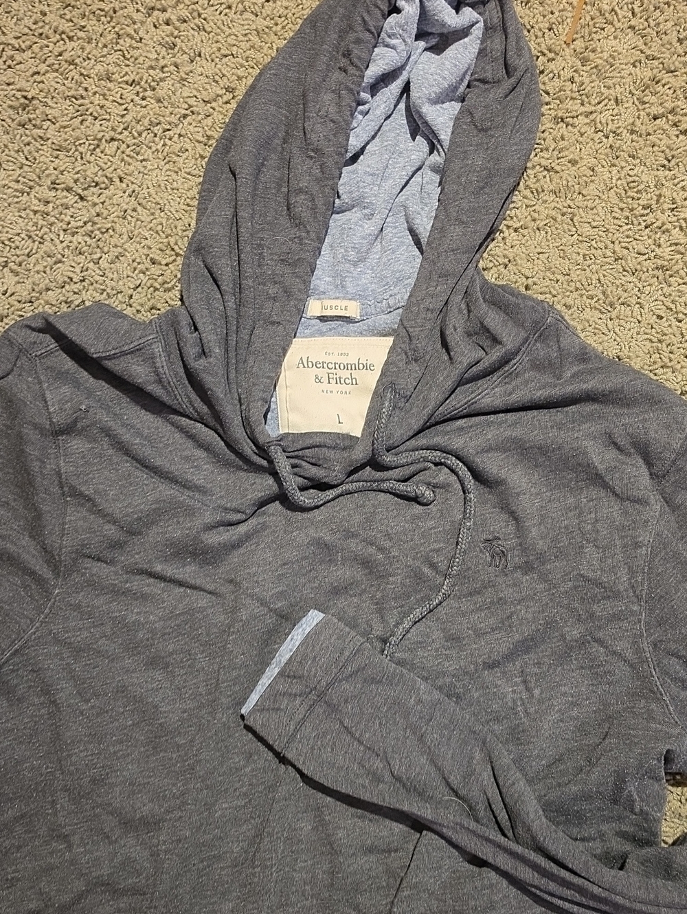 Abercrombie & Fitch Men's Charcoal Gray Hooded Pullover